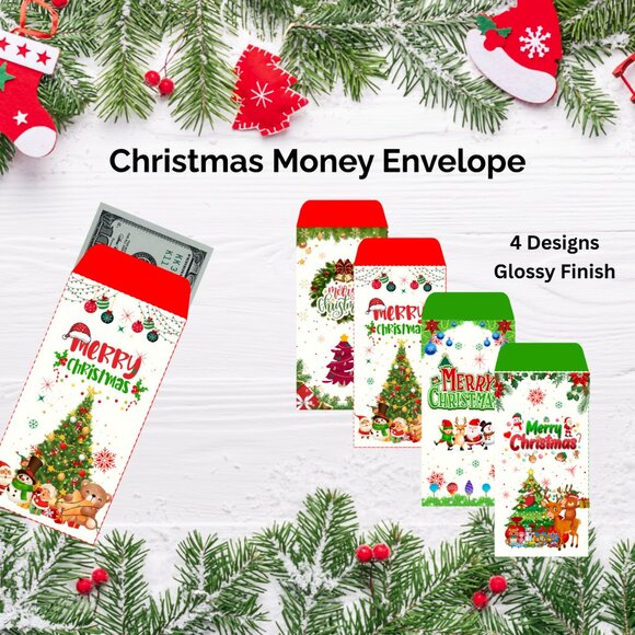 Christmas Money Envelopes – Holiday Cash Holder, Gift Card Sleeve Set of 12 - Picture 3 of 6